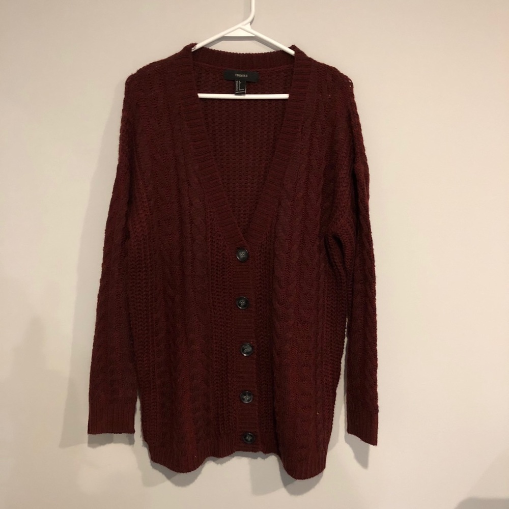 Long Cable Knit Cardigan